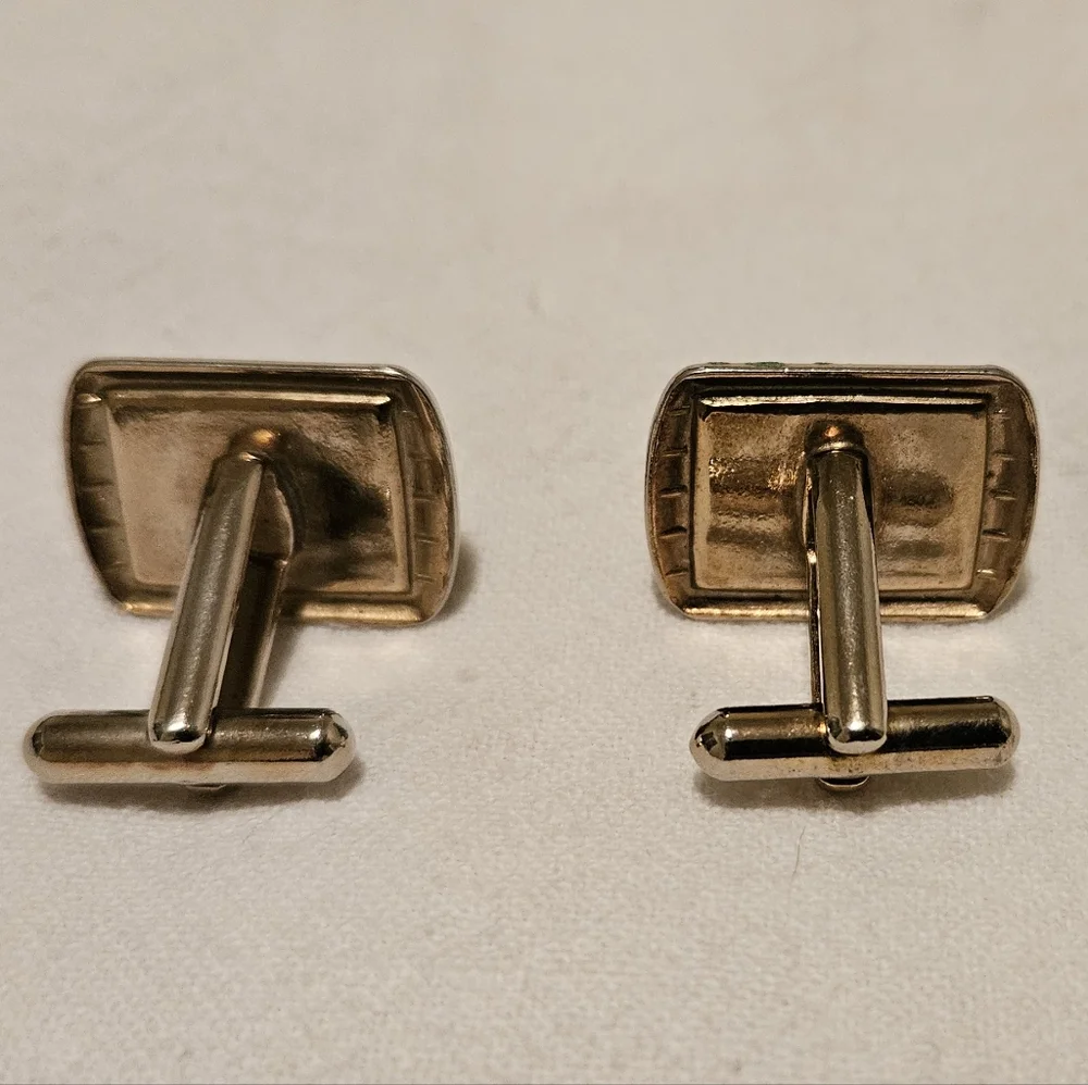 Vintage Rhinestone Cuff Links Jewelry Double Anchor Sickle Design Men Women